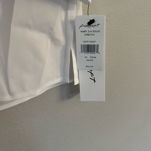 Foxcroft Unisex Stretch 3/4 Sleeve Blouse White 24 Plus - Picture 5 of 5